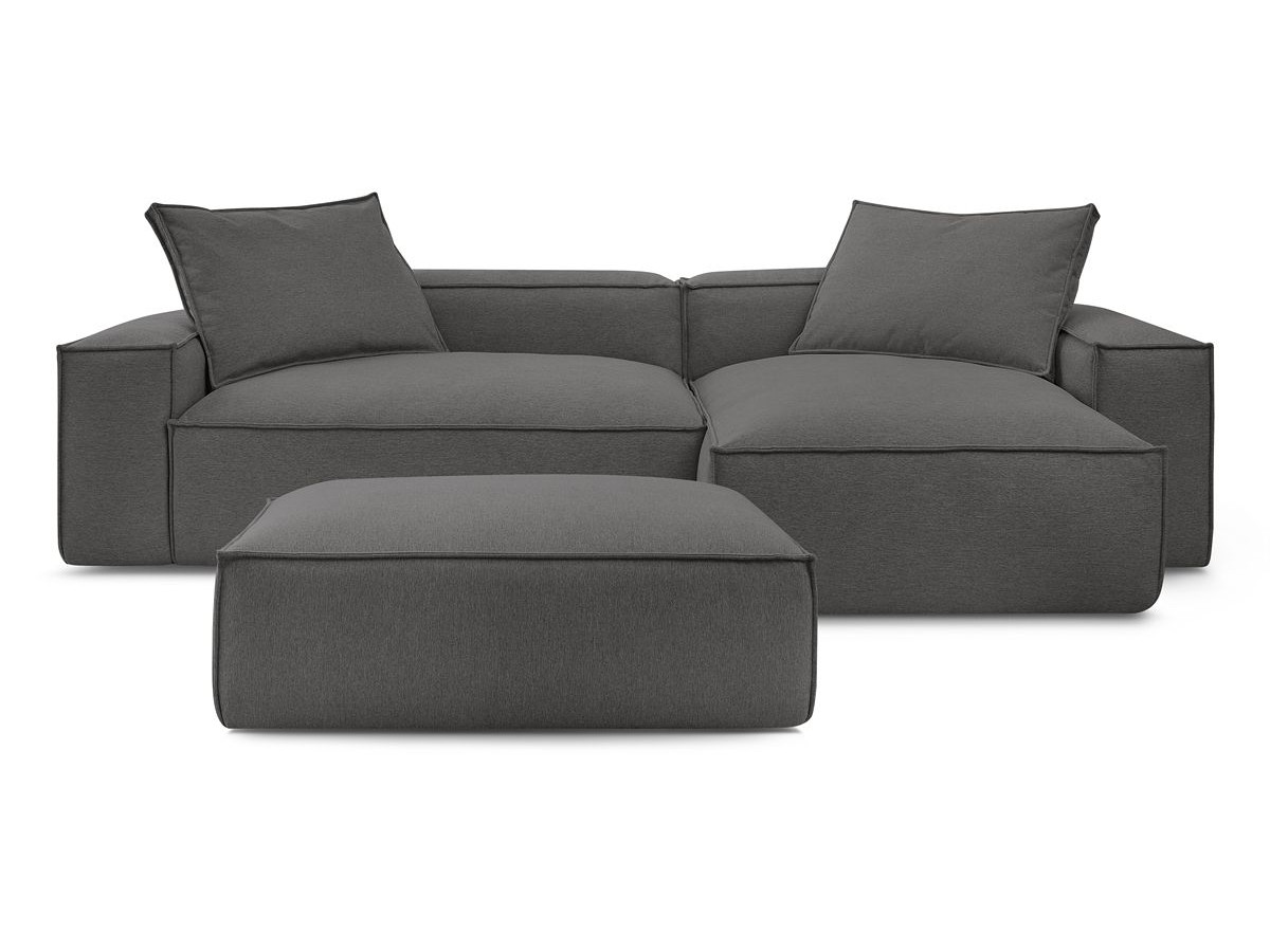 Bobochic Boheme Ecksofa mit Pouf Melange-Stoff Dunkelgrau