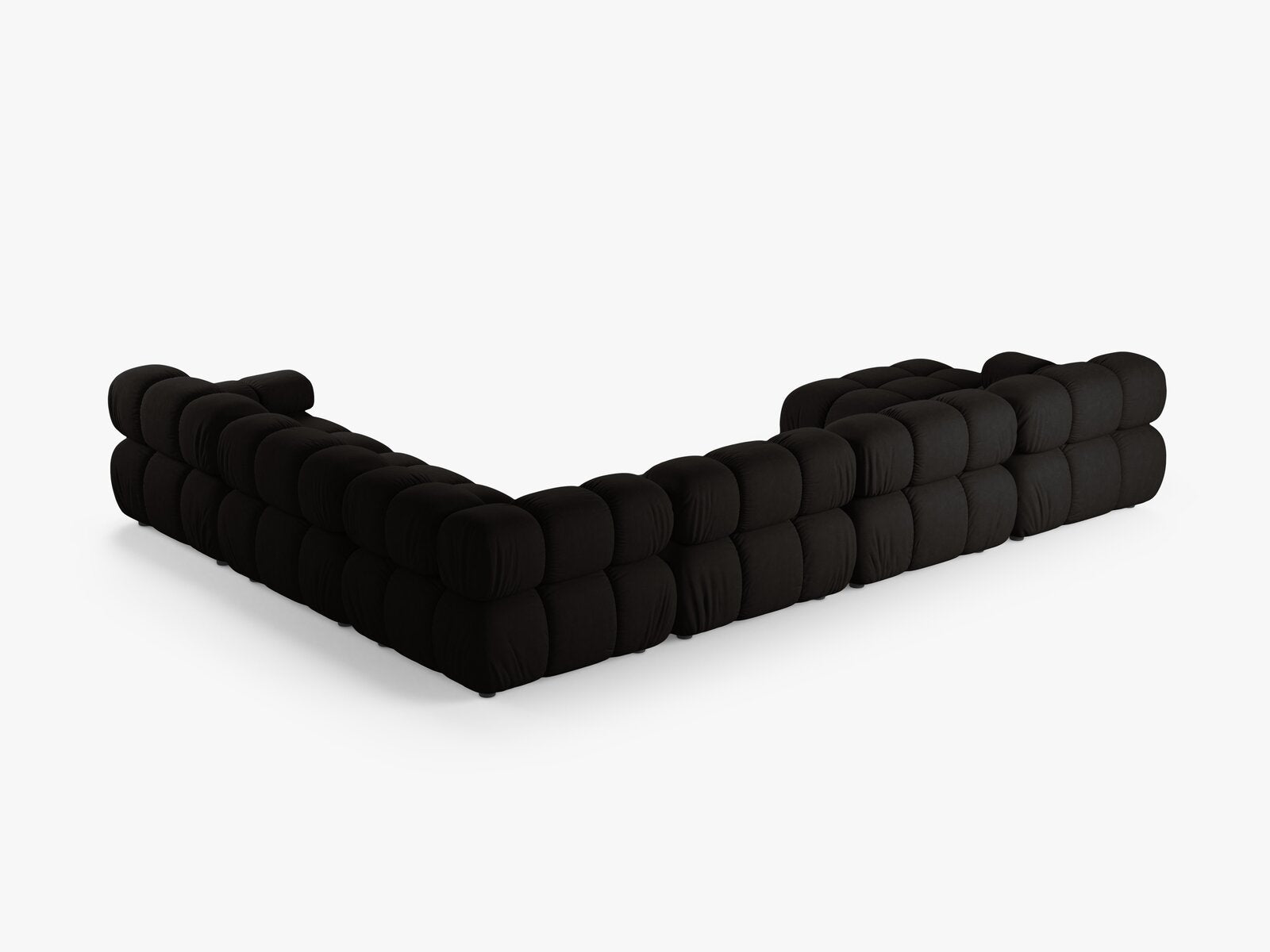 Micadoni Modulares Panorama Ecksofa Bellis 8-Sitzer Rechts Strukturierter Stoff Liberty Schwarz