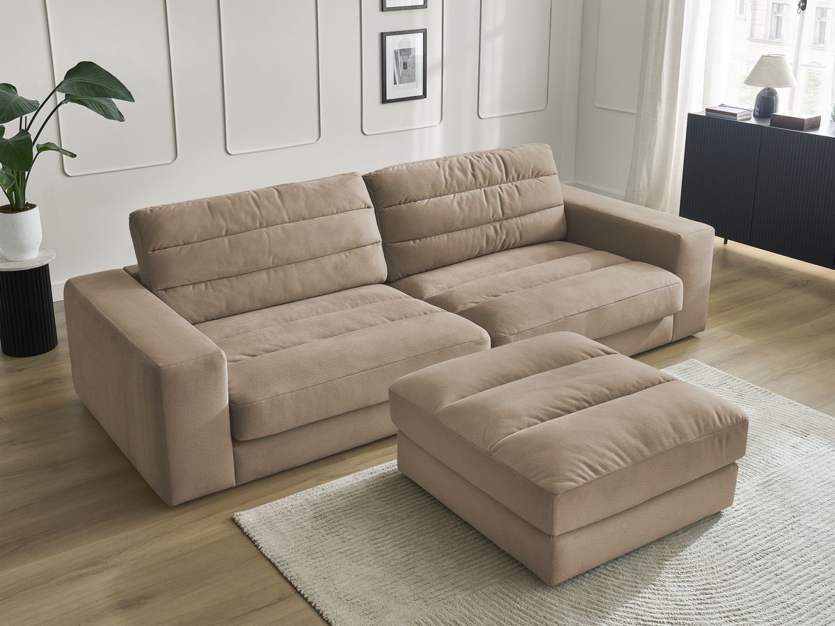 Bobochic Sierra Sofa 4-Sitzer mit Pouf Samt Taupe