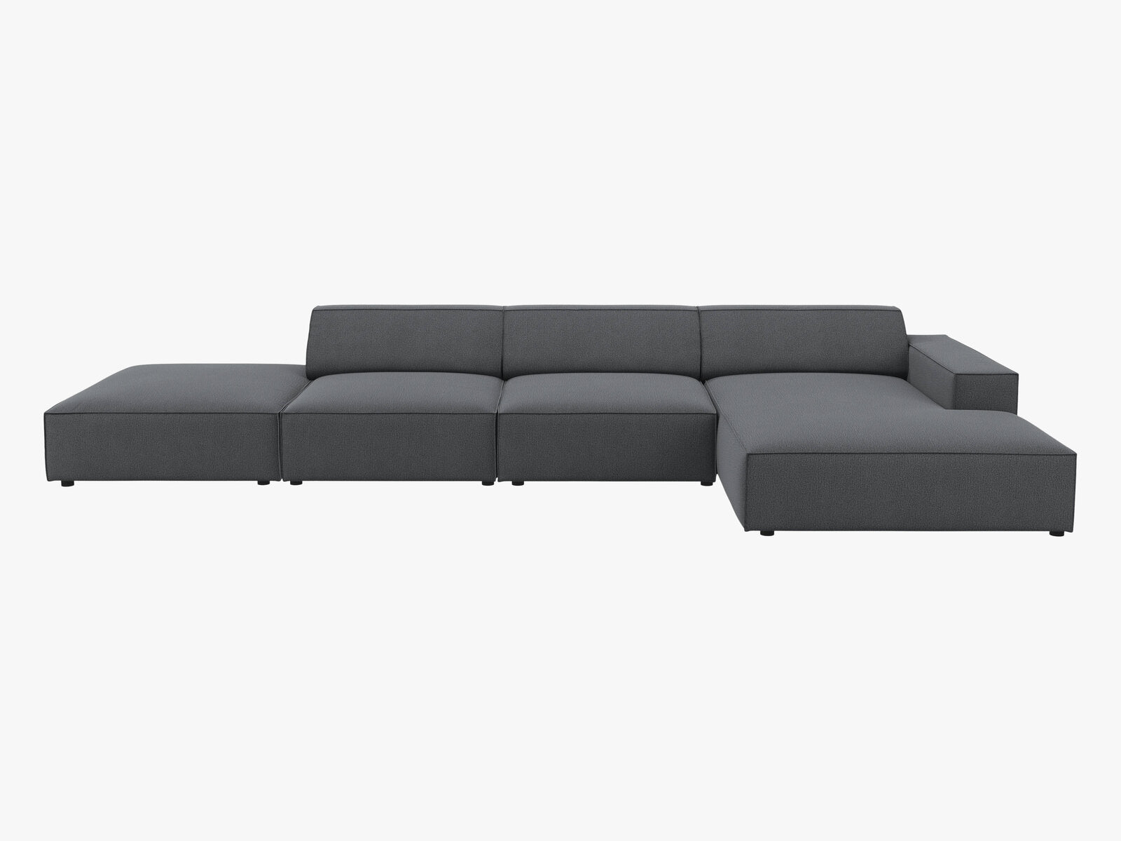 Micadoni Ecksofa Jodie 5-Sitzer Rechts Strukturierter Stoff Megan Dunkelgrau