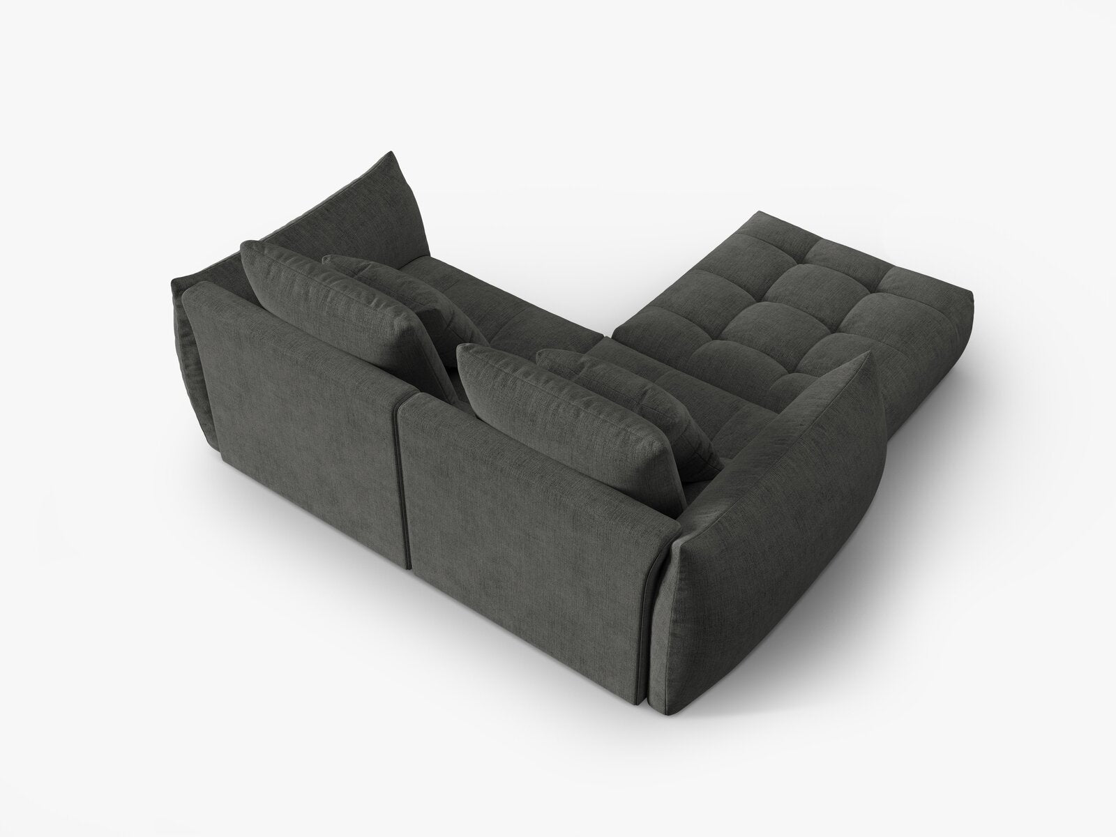 Micadoni Ecksofa Bloom 3-Sitzer Strukturierter Stoff Wind Dunkelgrau