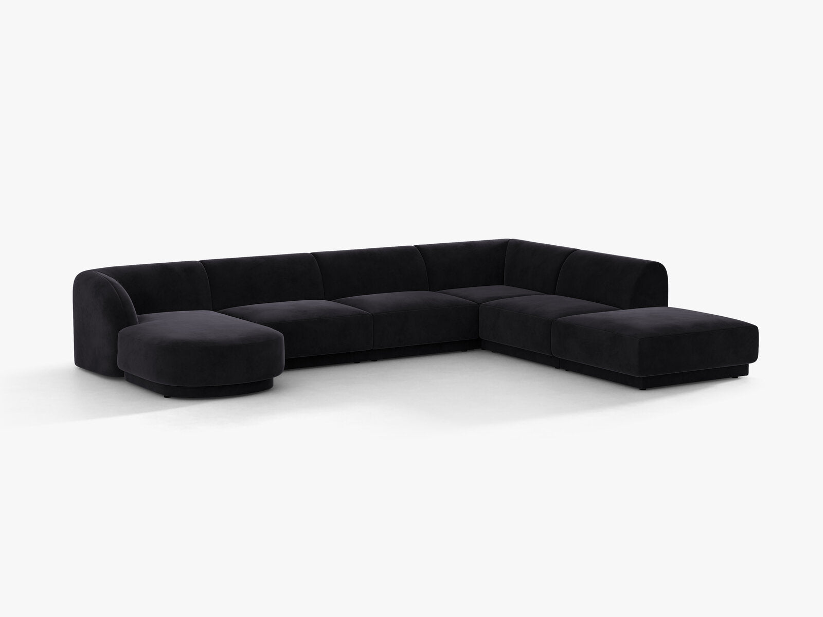 Micadoni Panorama-Ecksofa Miley 6-Sitzer Rechts Samt Venus Schwarz