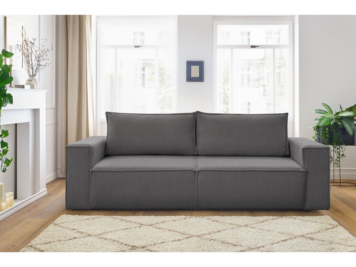Bobochic Nihad Sofa 3-Sitzer Cordsamt Dunkelgrau
