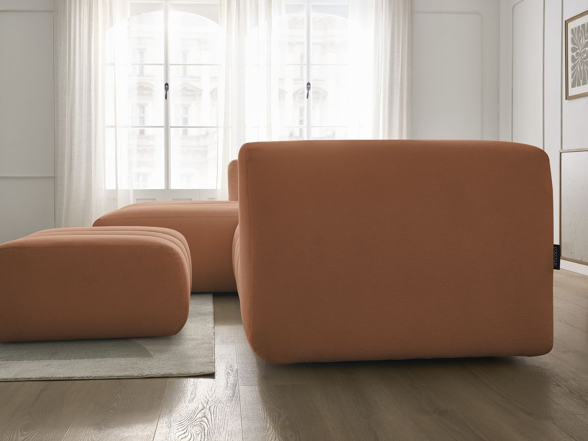 Bobochic Talia Ecksofa mit Pouf Melange-Stoff Orange Ecke links