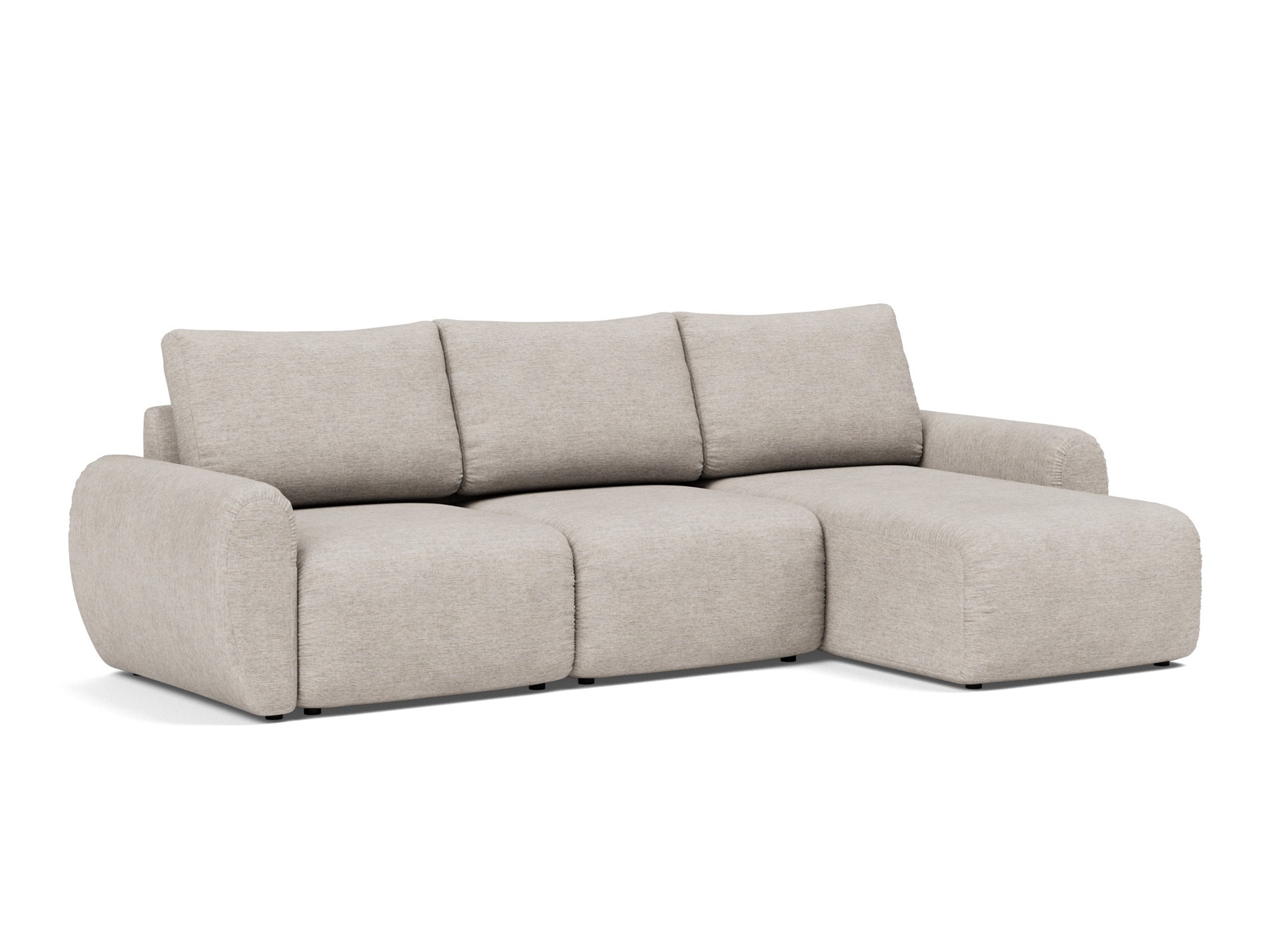 Schlafsofa Norum mit Chaiselongue und Curve-Armlehnen Chenille Yuveno 471-Sand
