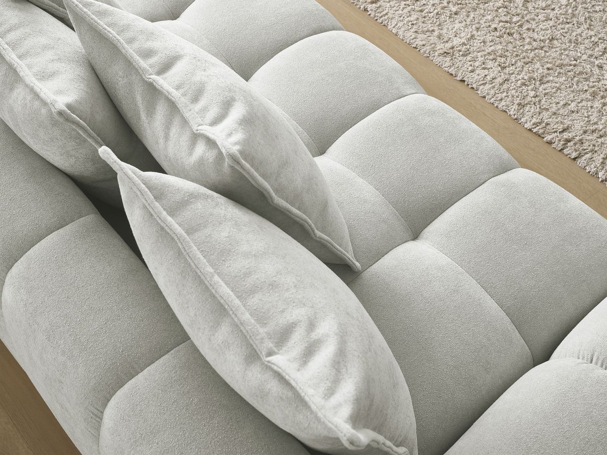 Bobochic Everest Sofa 3-Sitzer, 5 Kissen Strukturstoff Hellgrau