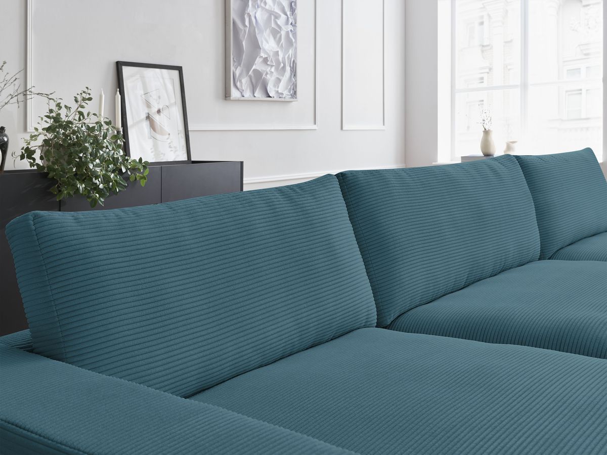 Bobochic Leonard Wohnlandschaft 404 × 159 cm Cordsamt Hellblau