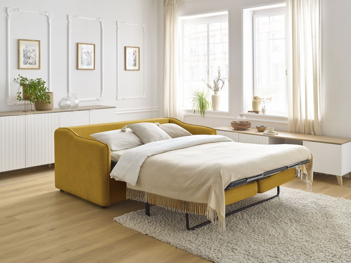 Bobochic Lenny Schlafsofa 3-Sitzer Stoff Gelb