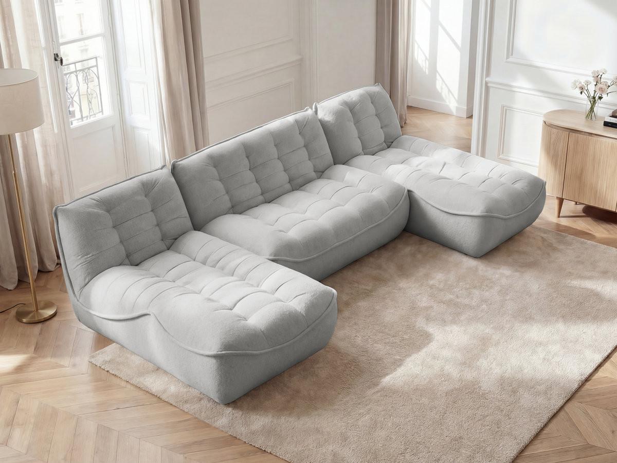 Bobochic Serena Wohnlandschaft Melange-Stoff Hellgrau