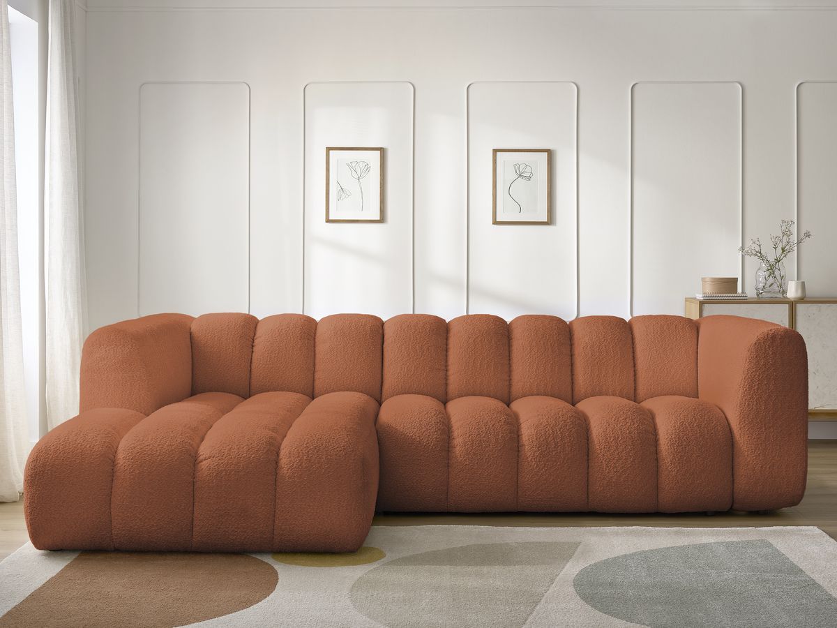 Bobochic Talia Ecksofa Bouclé-Stoff Orange Ecke links