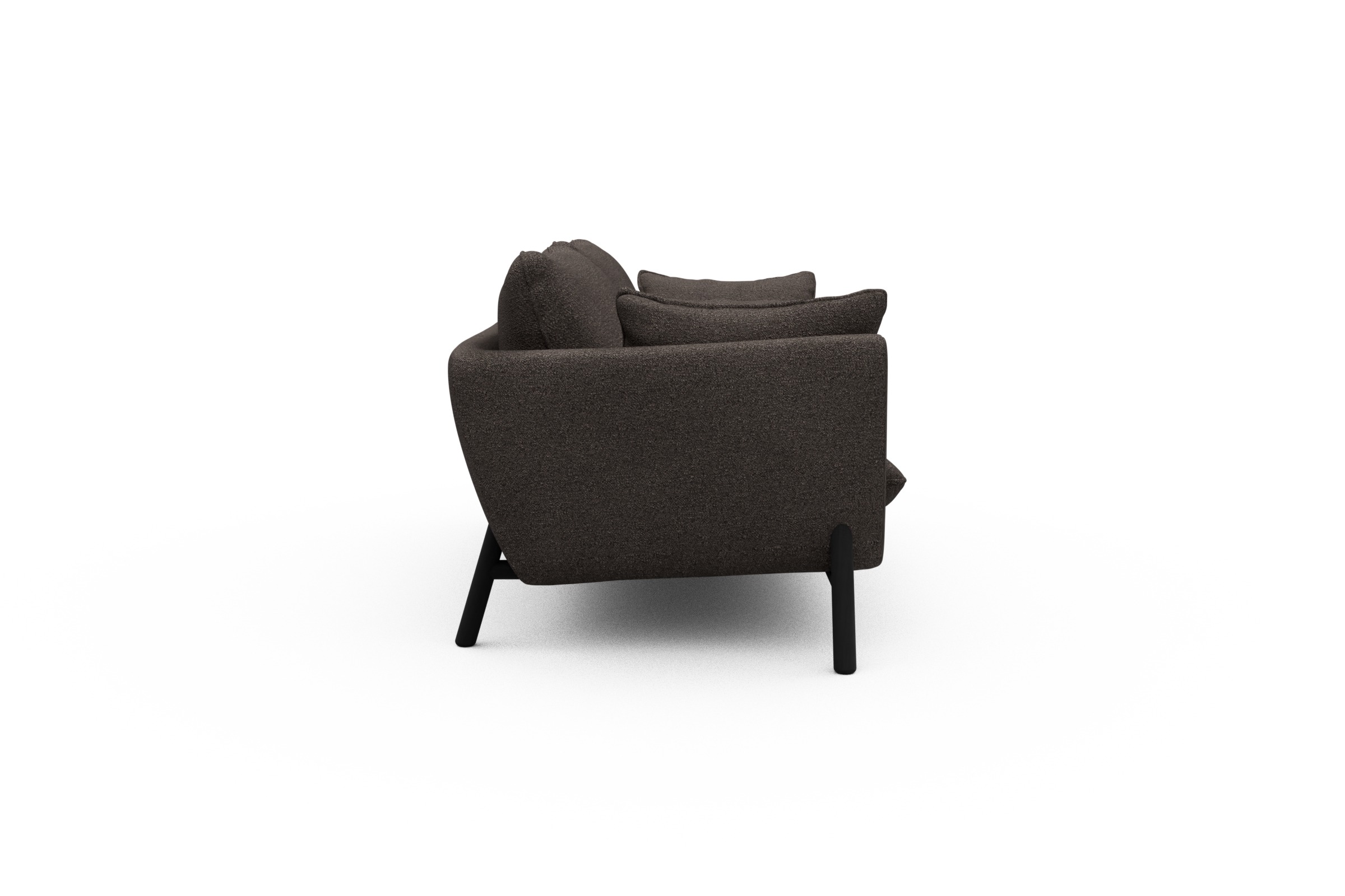 Sofa Emil 2-Sitzer Beinfarbe Eiche Schwarz Boucle-Taupe
