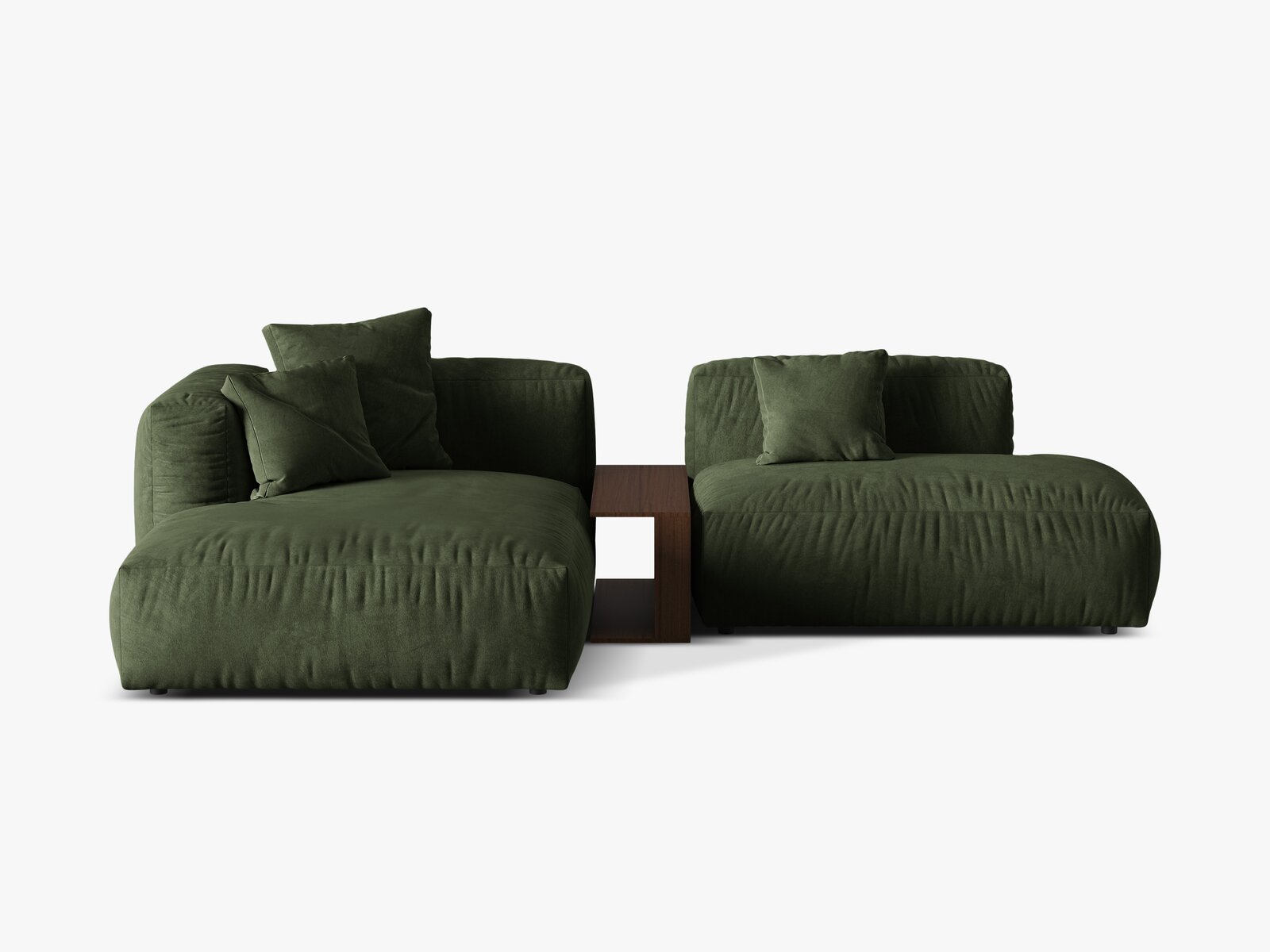 Micadoni Ecksofa Martina 2-Sitzer mit Couchtisch Links Samt Grün