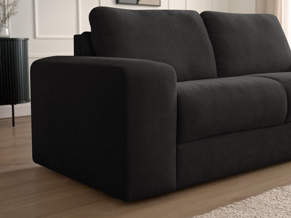 Bobochic Ibiza Schlafsofa 3-Sitzer Strukturstoff Schwarz, Liegefläche 160 × 196 cm