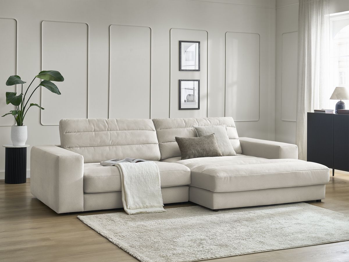 Bobochic Sierra Ecksofa Samt Beige Ecke rechts