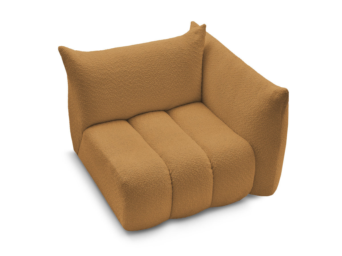 Bobochic Azra Sofamodul 1-Sitzer 117 × 112 cm Bouclé-Stoff Gelb Ecke rechts