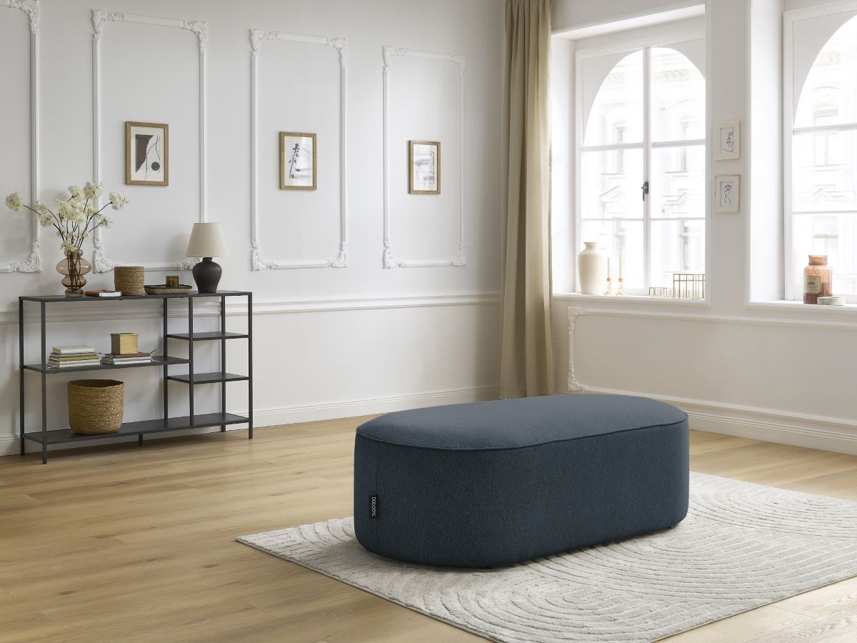 Bobochic Rousseau Pouf Melange-Stoff Dunkelblau