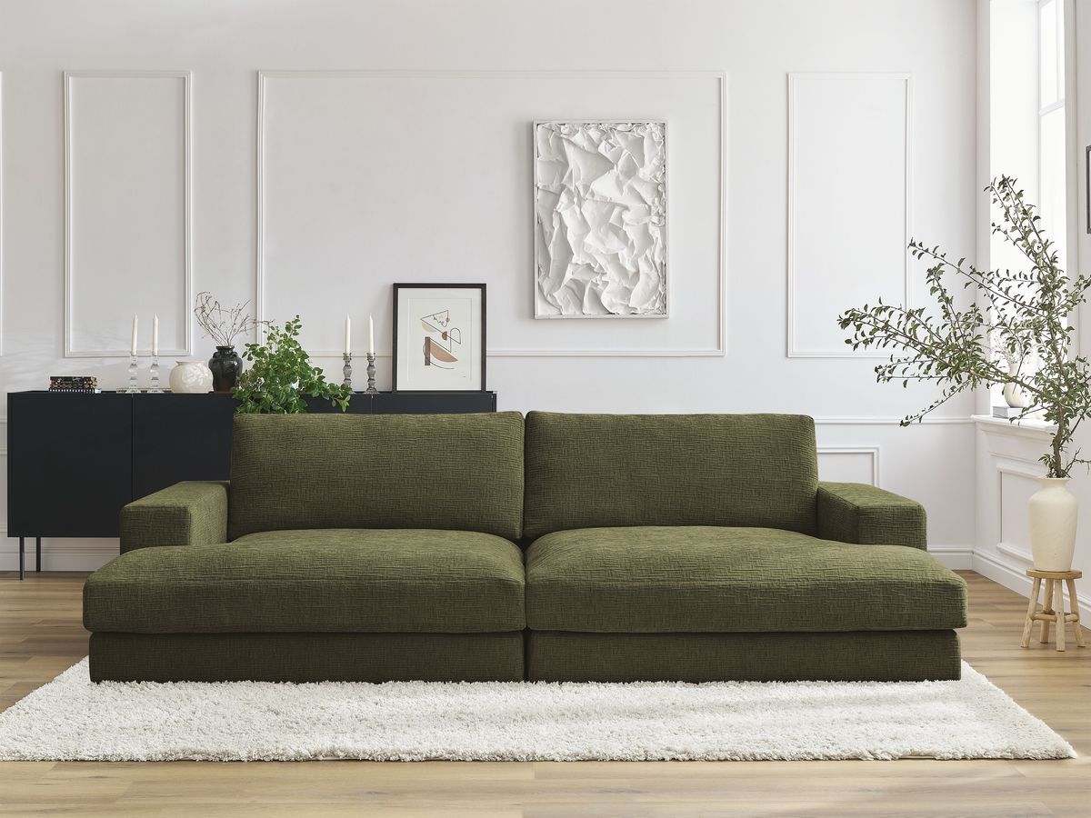 Bobochic Leonard Sofa 4-Sitzer 234 × 159 cm Strukturstoff Grün