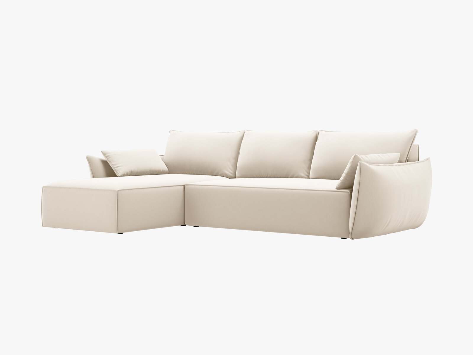 Micadoni Kaelle Ecksofa 4-Sitzer mit Schlaffunktion Rechts Samt Bluvel Helles Beige