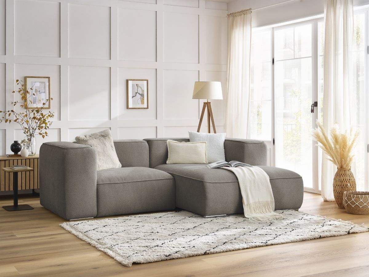Bobochic Zephyr Ecksofa 260 × 165 cm Strukturstoff Taupe Ecke rechts