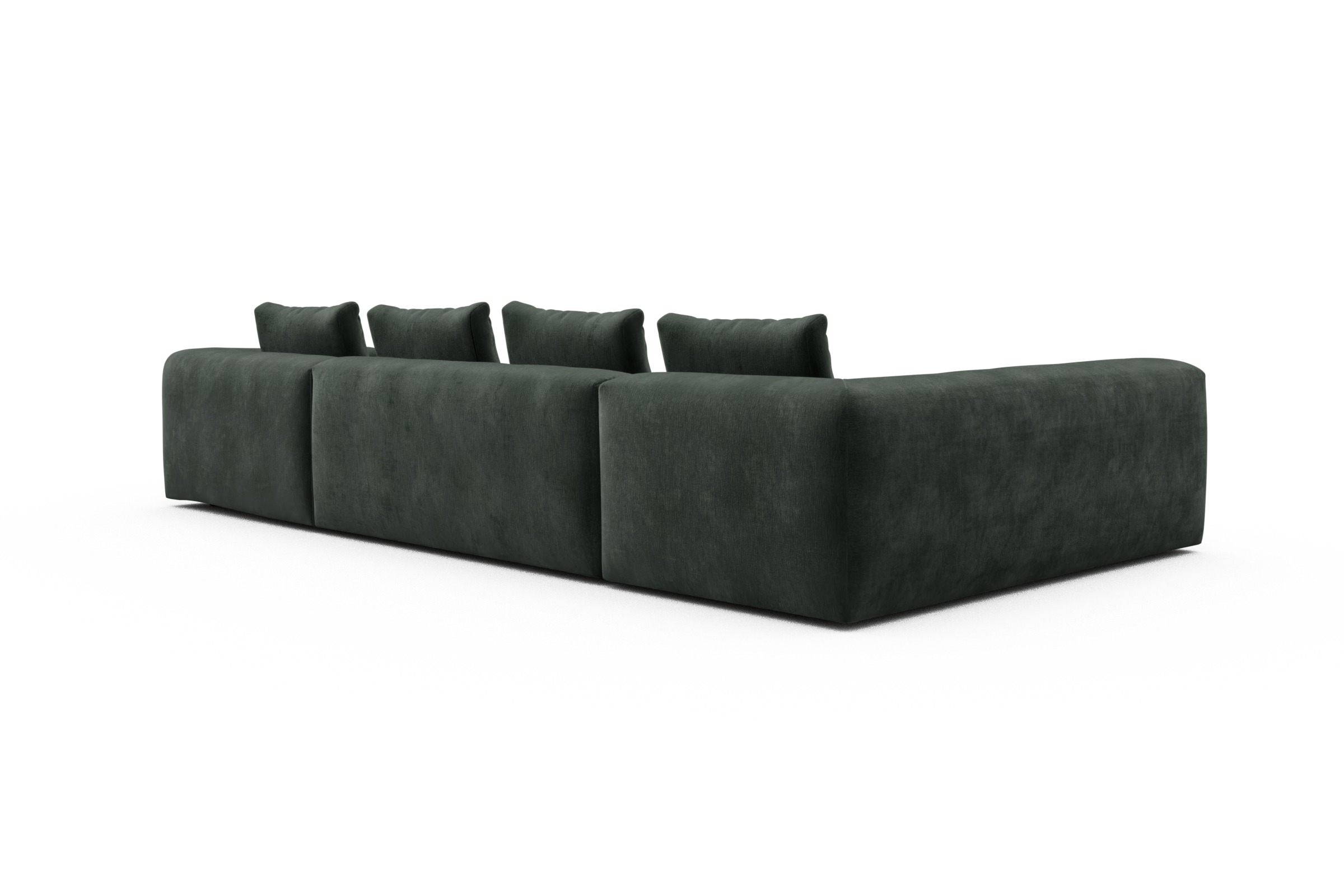Wohnlandschaft Fred Chaiselongue rechts mit 2-Sitzer und lange Armlehne links Smooth-Laurel-Green