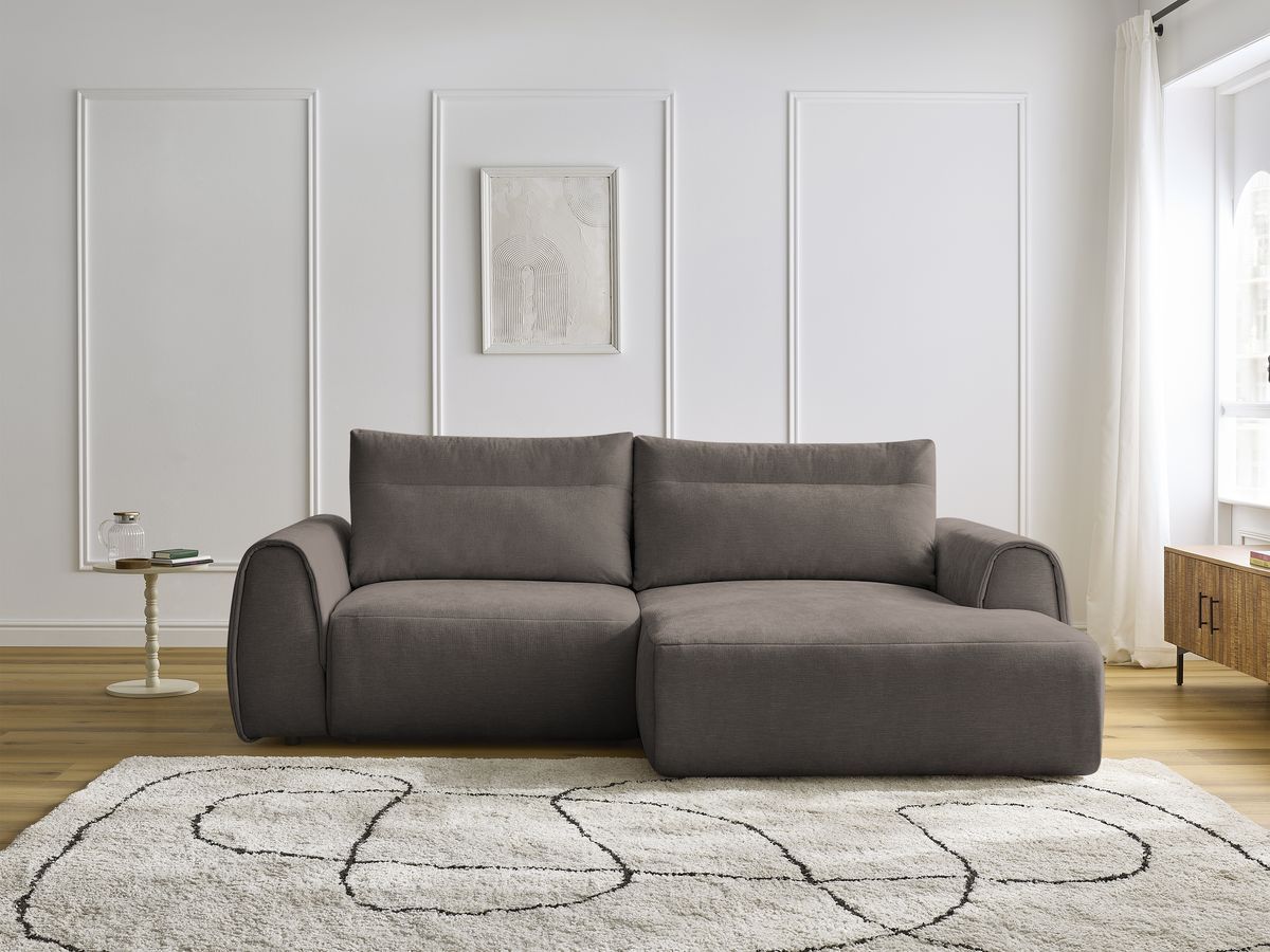 Bobochic Aden Ecksofa 246 × 152 cm Stoff Taupe Ecke rechts