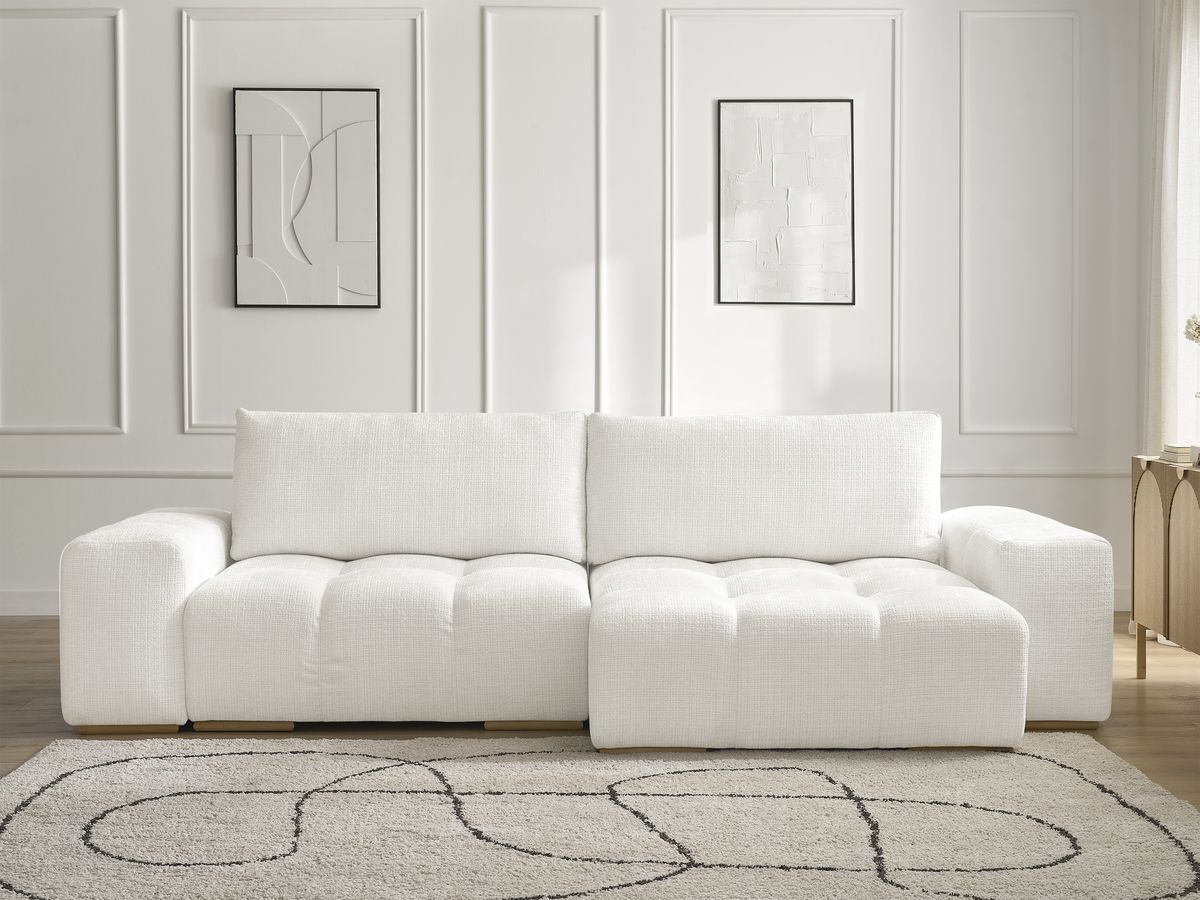 Bobochic Anakin Ecksofa, 2 Kissen Strukturstoff Weiß
