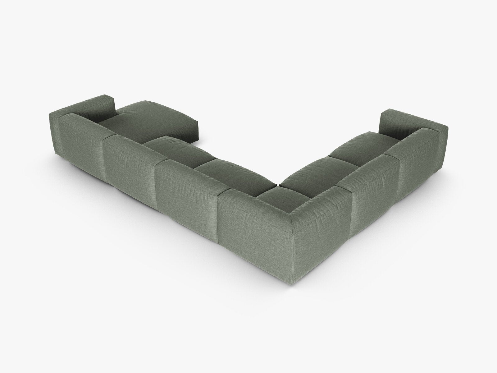 Micadoni modulares Ecksofa XL Martina 6-Sitzer 90cm Sitztiefe Links Strukturierter Stoff Boston Moßgrün