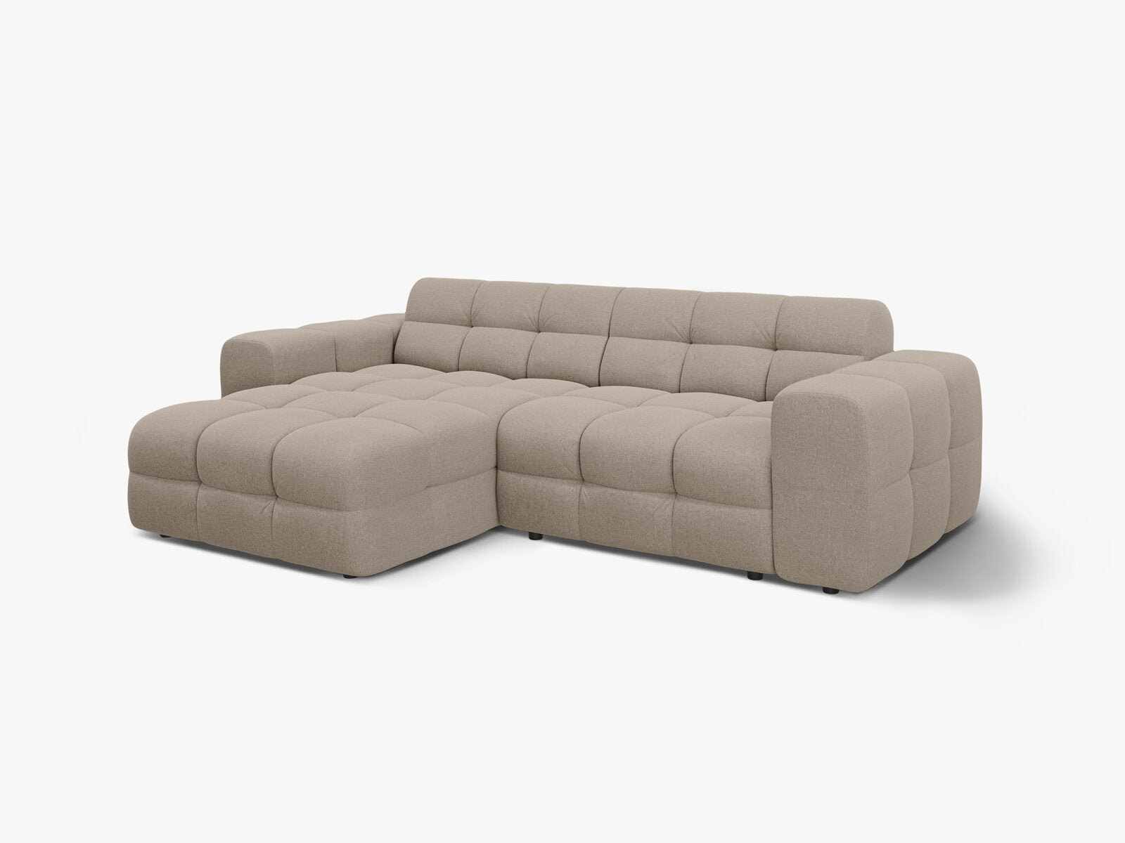 Micadoni Ecksofa Kendal 4-Sitzer Links Strukturierter Stoff Dunkelbeige