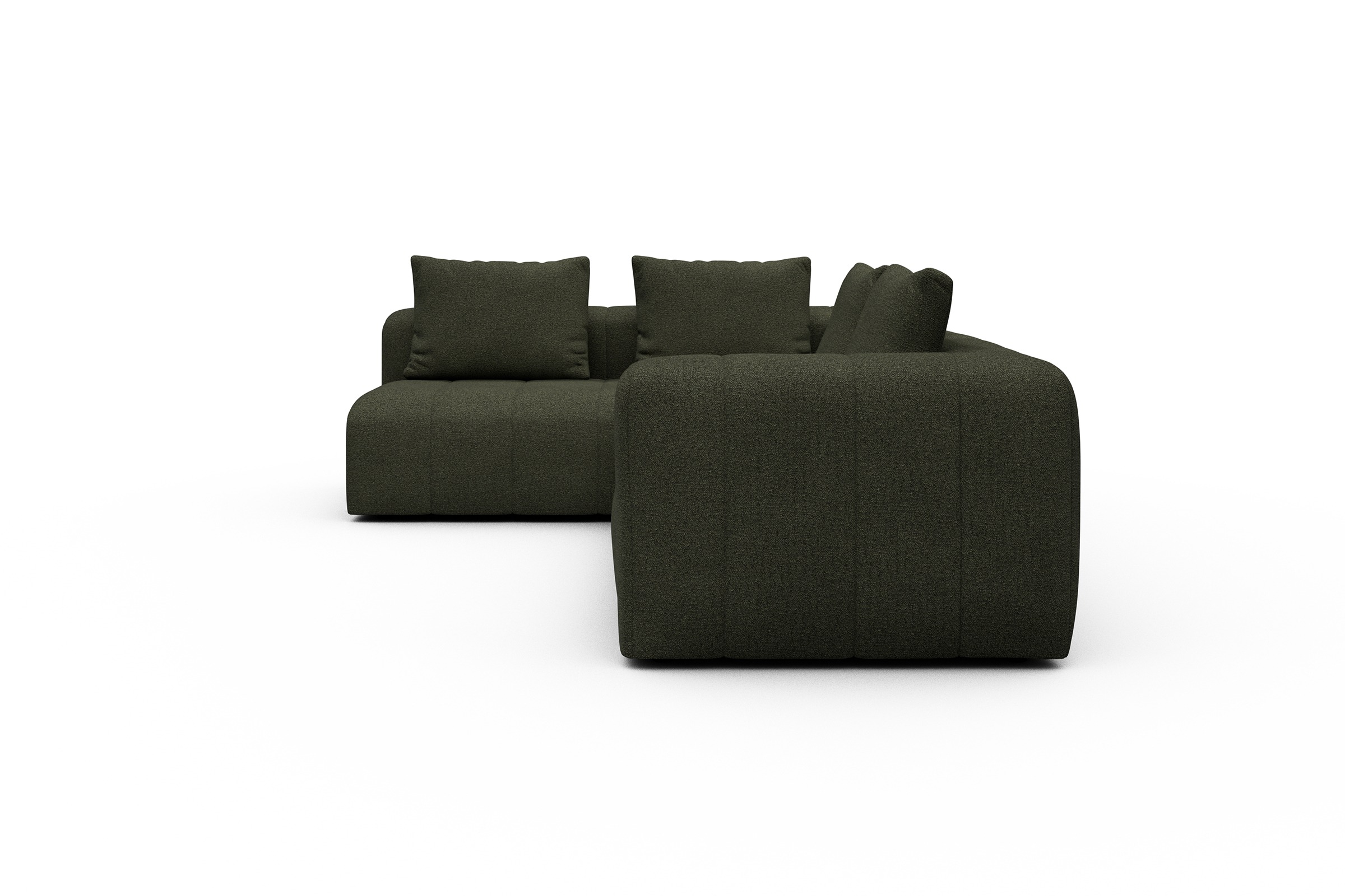 Ecksofa Hugo 2x 2,5-Sitzer Armlehne rechts Boucle-Forest-Green
