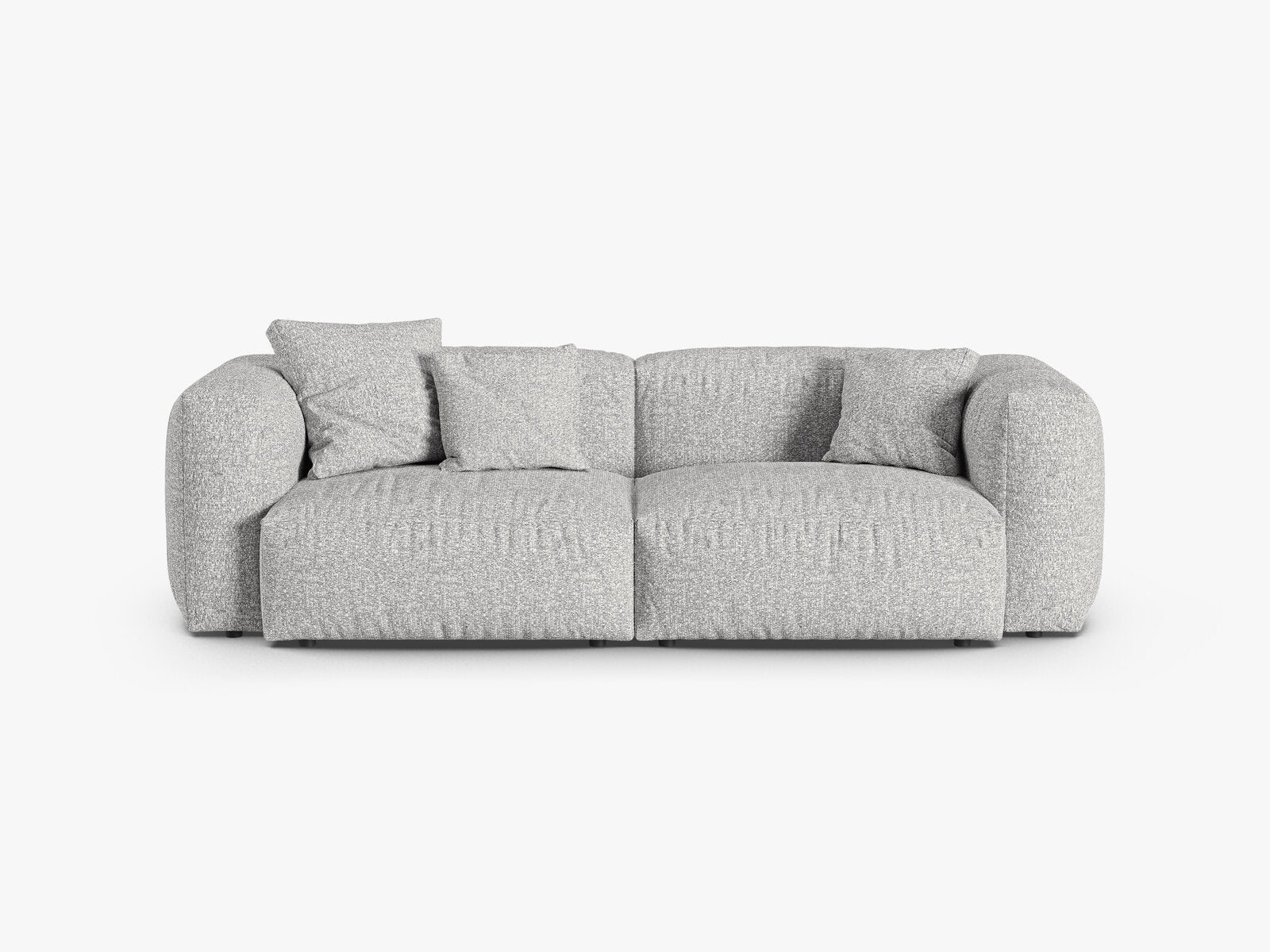 Micadoni Sofa Martina 3-Sitzer 90cm Sitztiefe Boucle Monet Silber