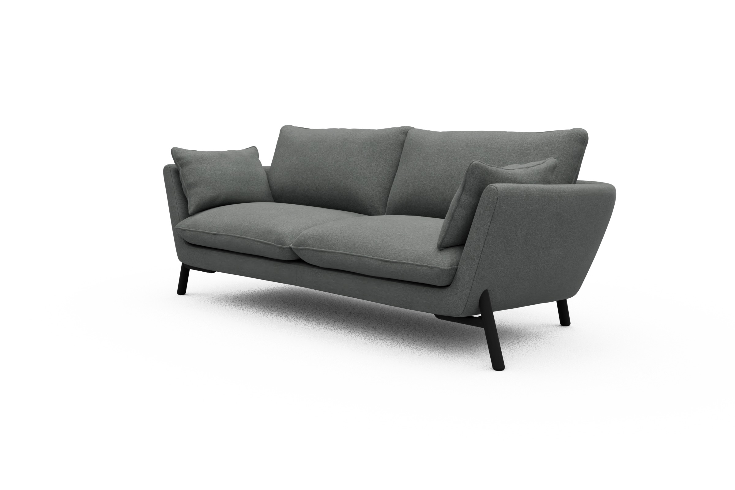Sofa Emil 3-Sitzer Beinfarbe Eiche Schwarz Satya-Steel