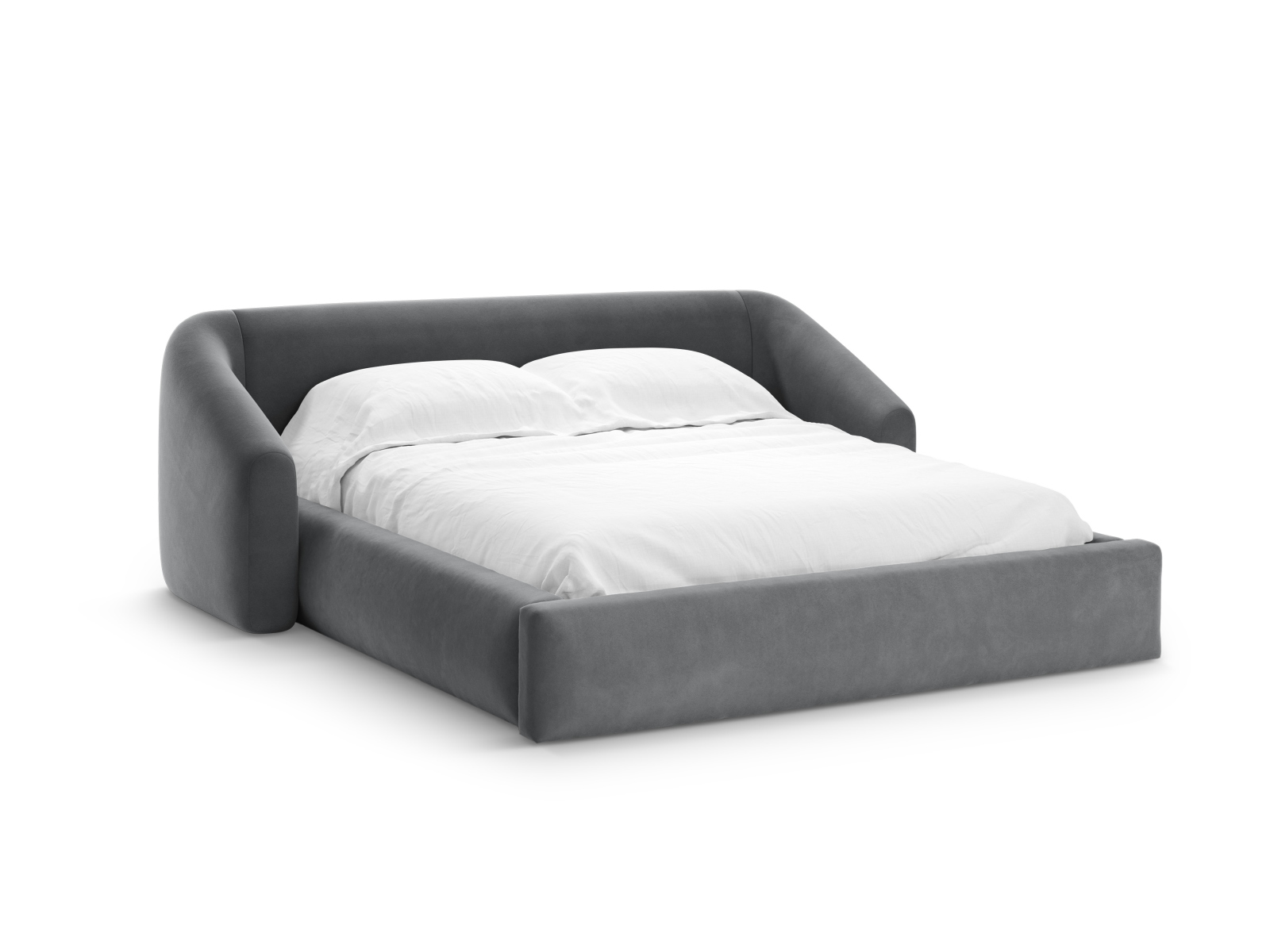 Cosmopolitan Design Stauraumbett mit Kopfteil Campi 200x200 Samt Bluvel Grau