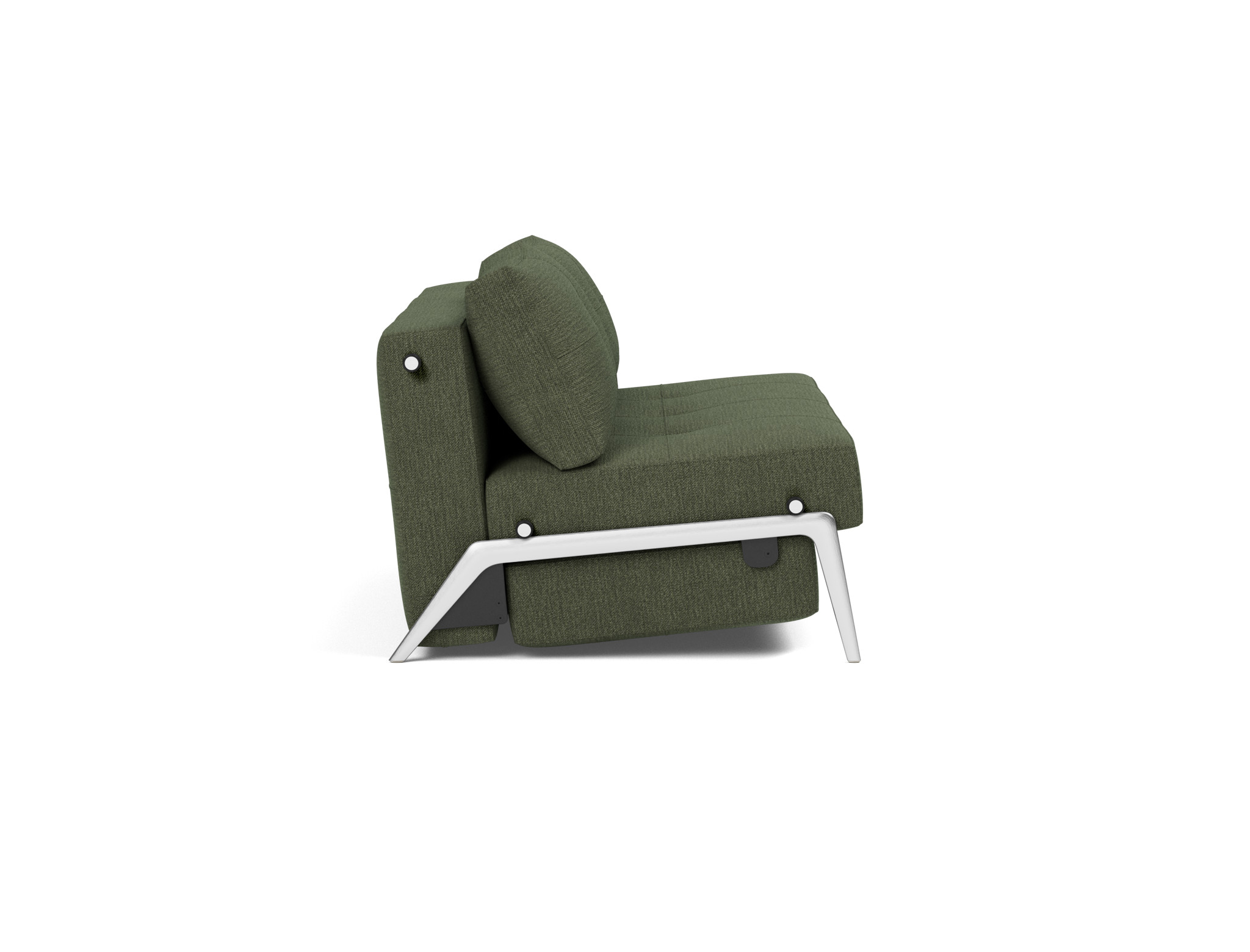 Schlafsofa Cubed 140 Strukturierter Stoff Taura 353-Forest Beine Aluminium