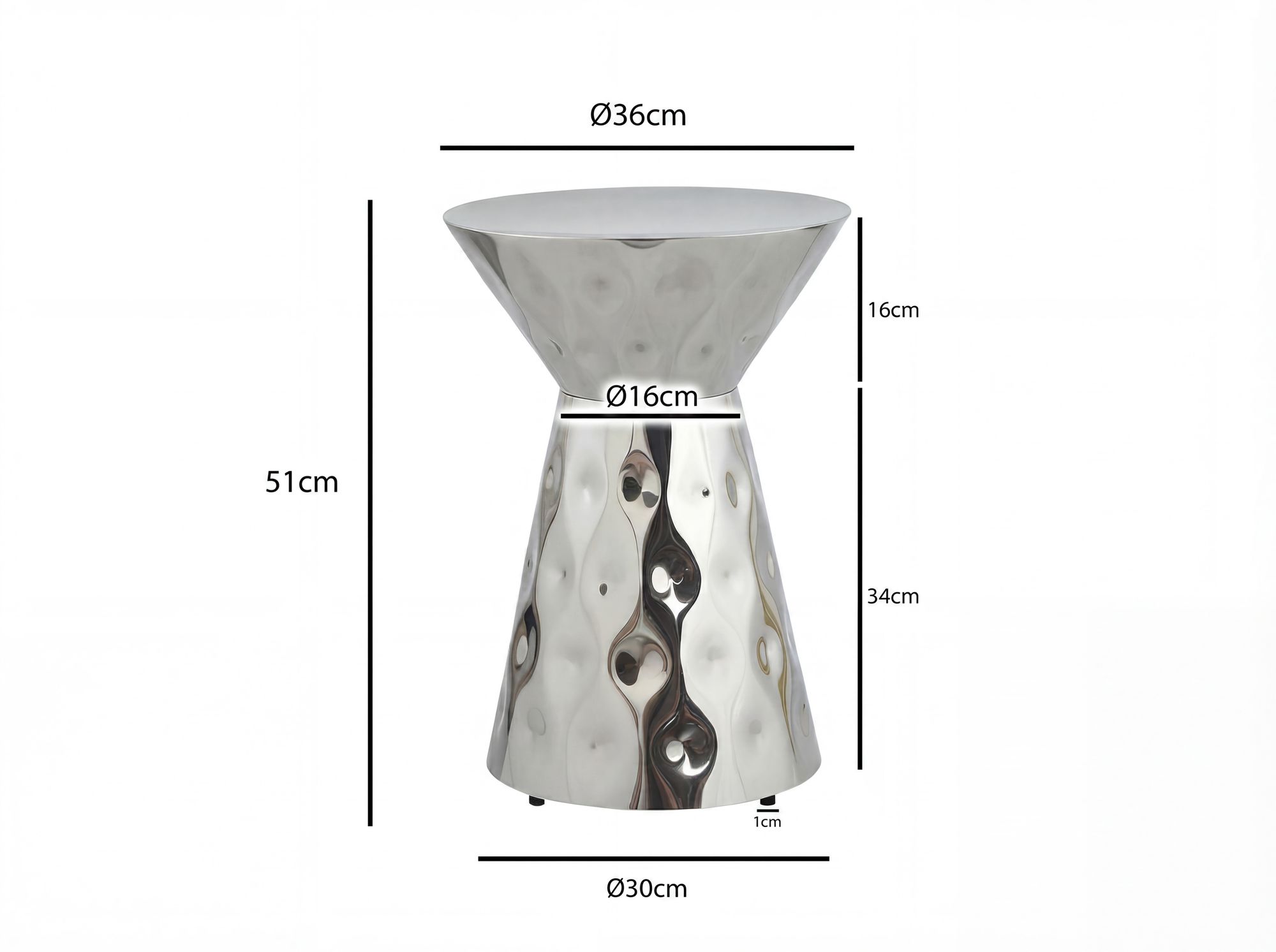 Beistelltisch Selje Aluminium Silber Höhe 51 cm