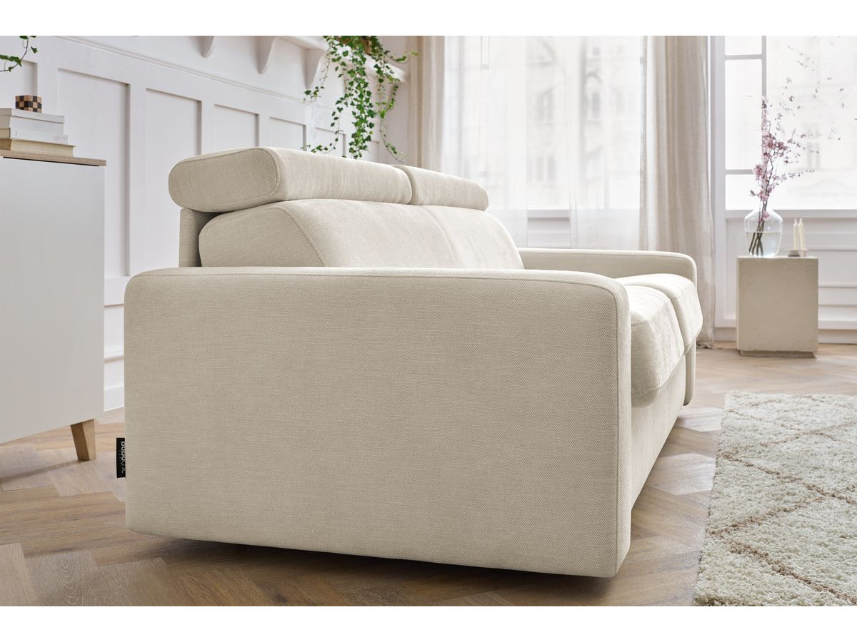 Bobochic Monaco Schlafsofa 3-Sitzer Stoff Beige, Liegefläche 140 × 190 cm