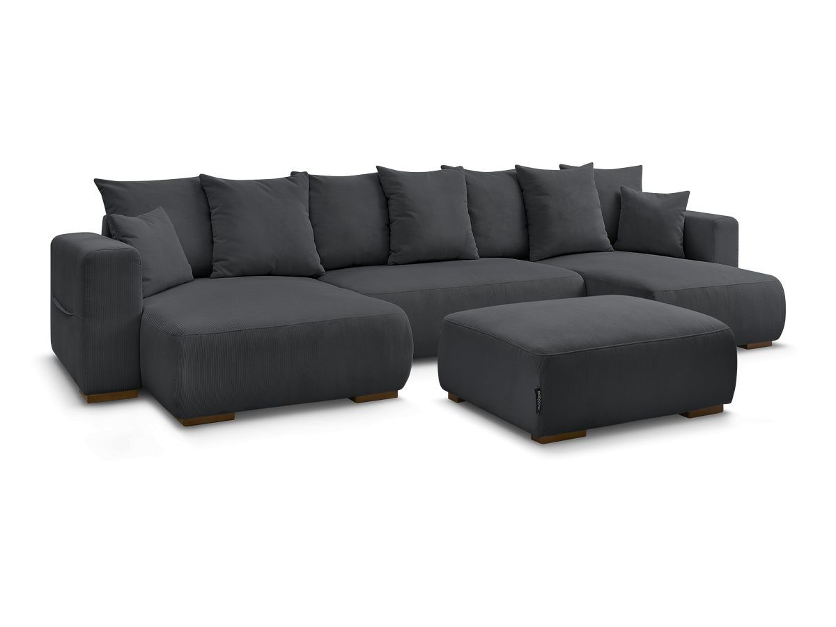 Bobochic Sidonie Wohnlandschaft mit Pouf Cordsamt Schwarz