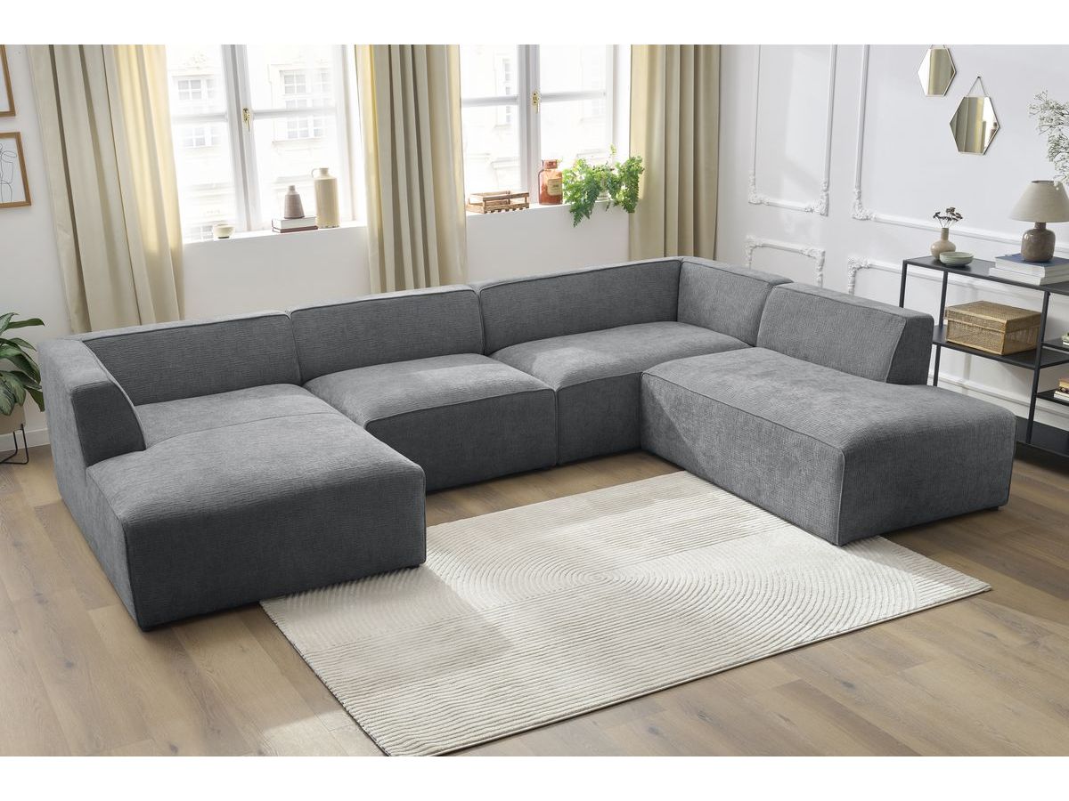 Bobochic Megeve Wohnlandschaft Strukturstoff Dunkelgrau Ecke links