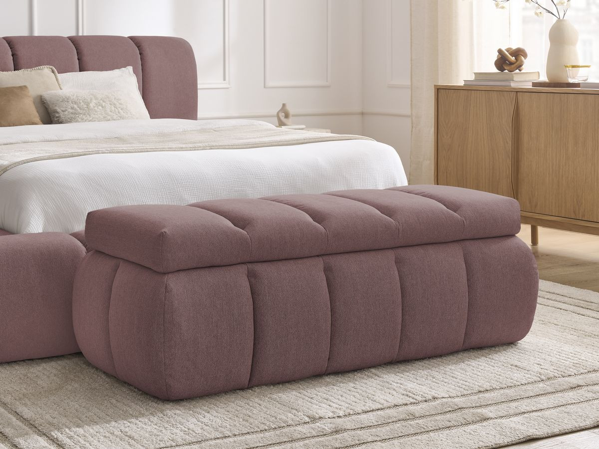 Bobochic Denali Polsterbett mit Bettkasten mit Bettbank Stoff Rosa, Liegefläche 140 × 190 cm