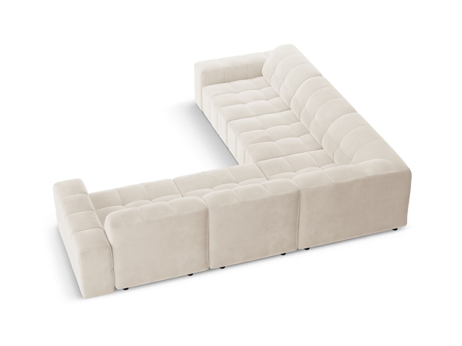 Cosmopolitan Design Symmetrisches Ecksofa Chicago 4-Sitzer Samt Bluvel Helles Beige