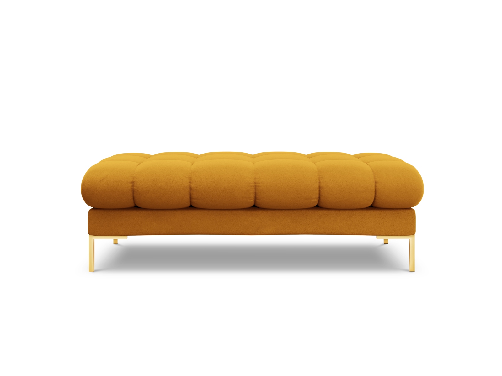 Cosmopolitan Design Polsterbank Bali 2-Sitzer Samt Bluvel Gelb Beine Gold