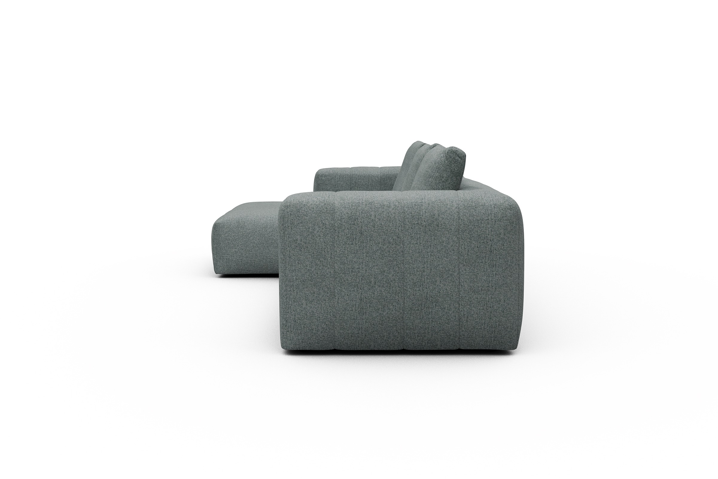 Ecksofa Hugo 2,5-Sitzer Armlehne rechts mit Chaiselongue Casone-Light-Mixed-Green