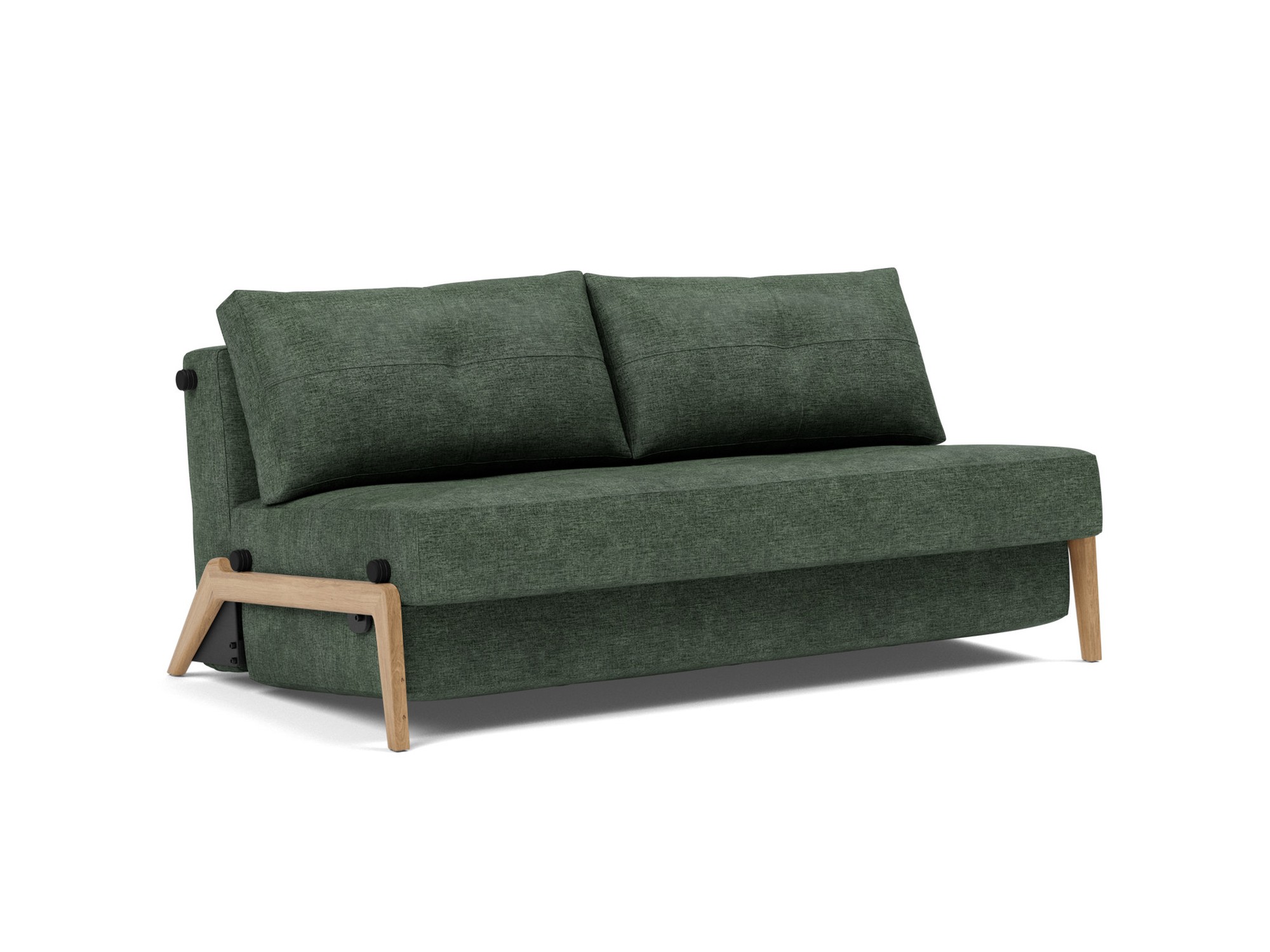 Schlafsofa Cubed 160 Flachgewebe Avella 281-Pine-Green Beine Eiche