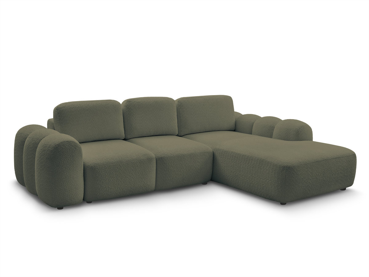Bobochic Montaigne Ecksofa mit Schlaffunktion und Bettkasten 288 × 196 cm Bouclé-Stoff Grün Ecke rechts
