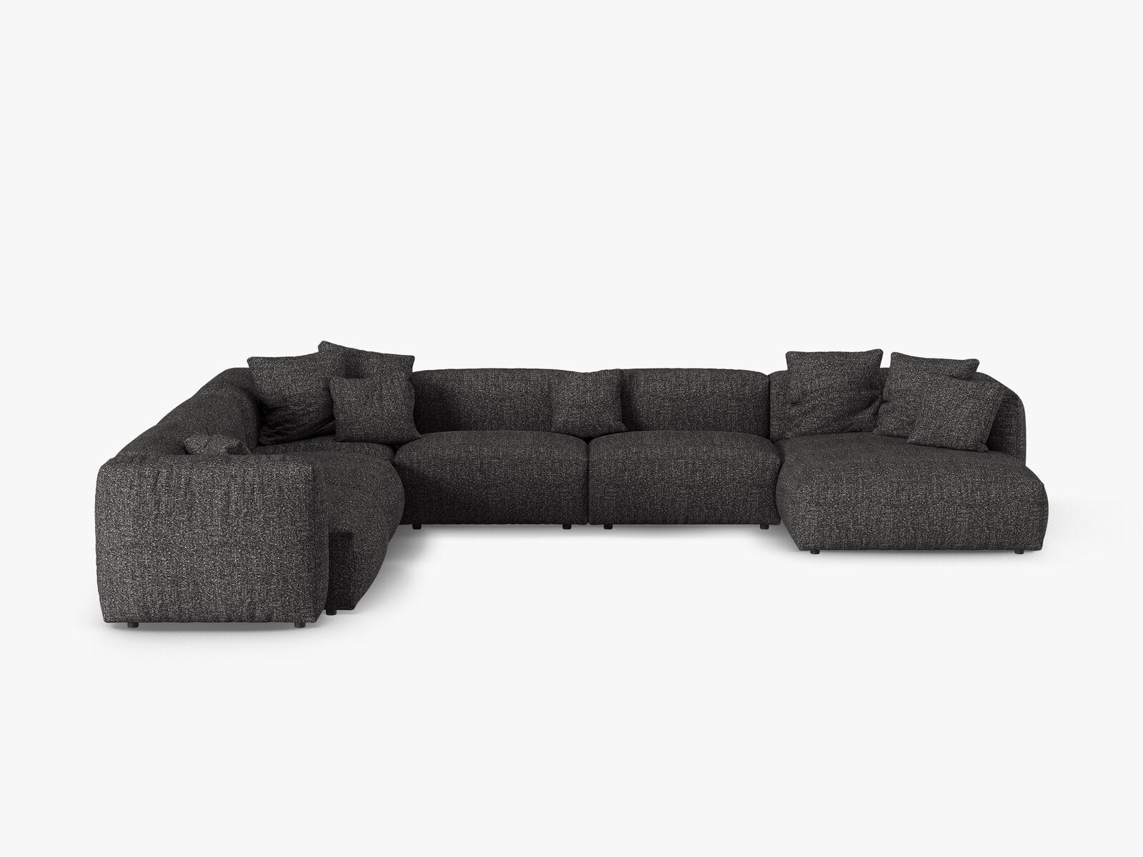 Micadoni modulares Ecksofa XL Martina 6-Sitzer 90cm Sitztiefe Links Boucle Monet Anthrazit