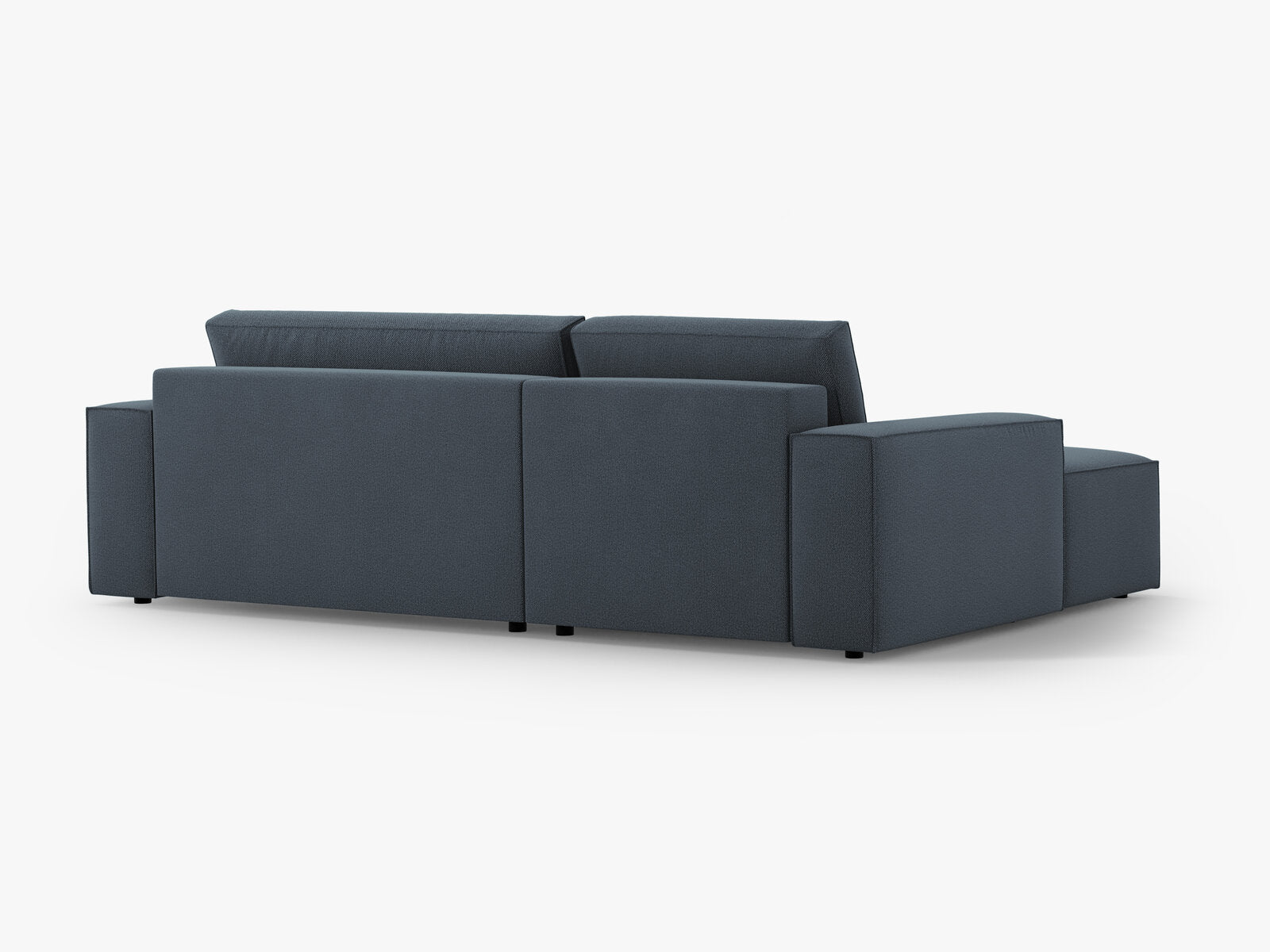 Micadoni Schlaf-Ecksofa Jodie 3-Sitzer Links Strukturierter Stoff Blau