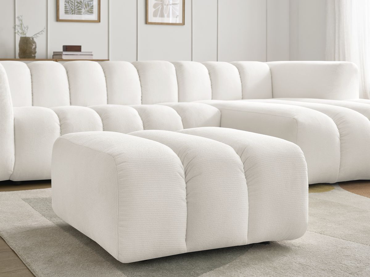 Bobochic Talia Ecksofa mit Pouf Melange-Stoff Weiß Ecke rechts