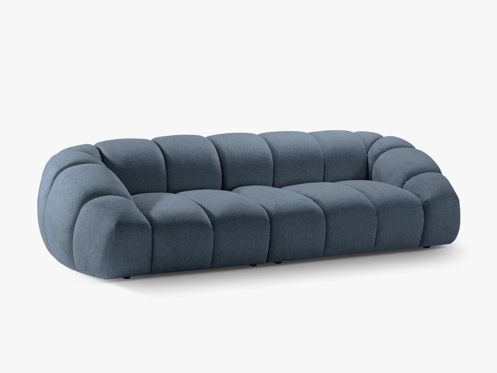 Micadoni Sofa Diana 4-Sitzer Strukturierter Samtstoff Jeansblau