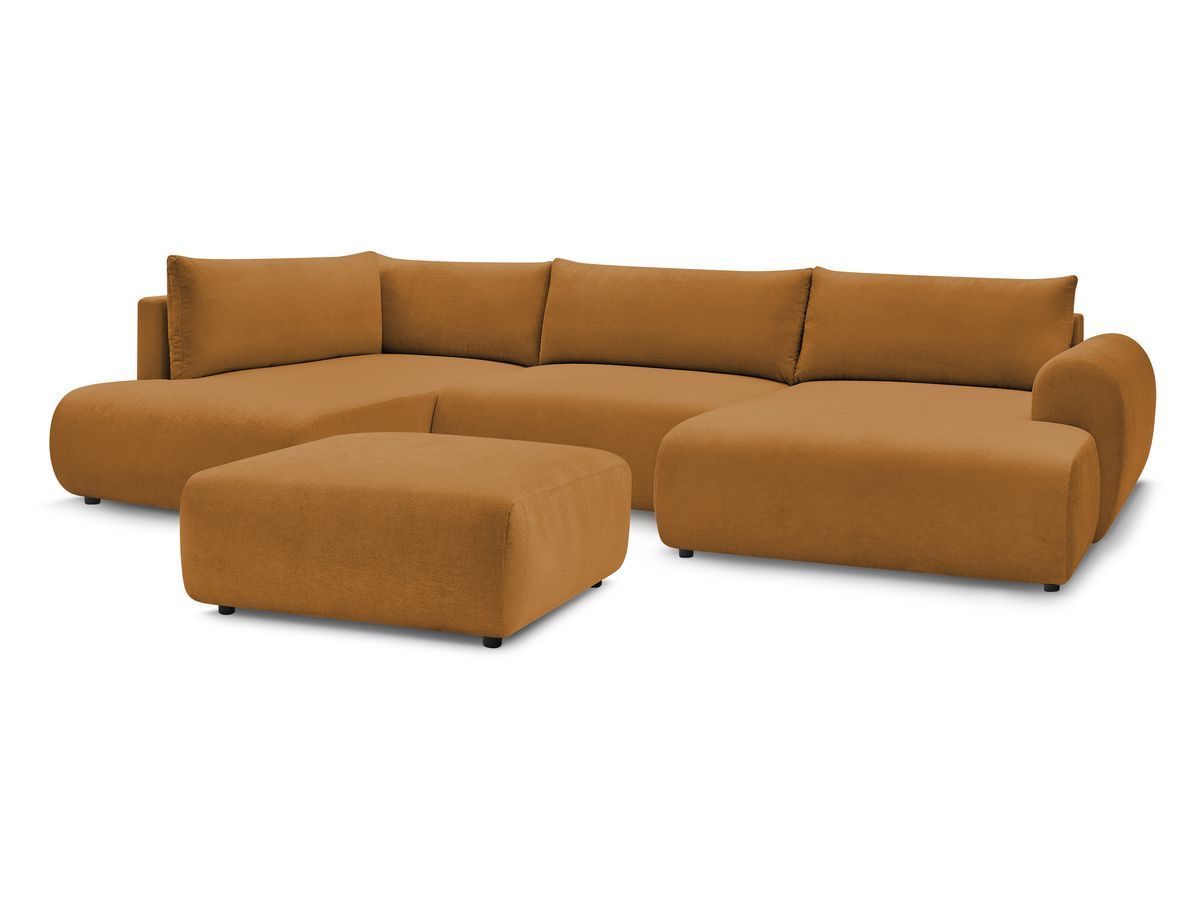 Bobochic Lucien Wohnlandschaft mit Pouf Stoff Gelb Ecke rechts