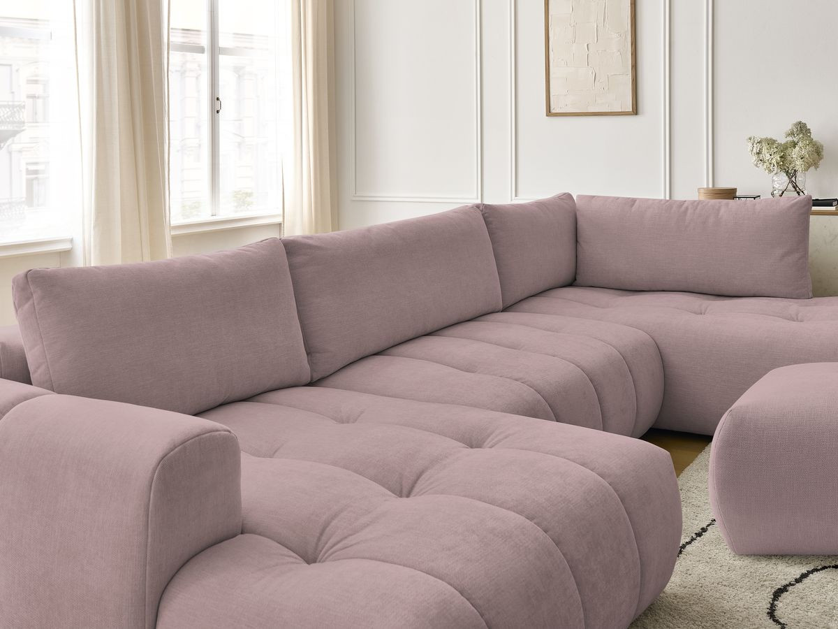 Bobochic Fuji Wohnlandschaft mit Pouf Stoff Rosa Ecke links