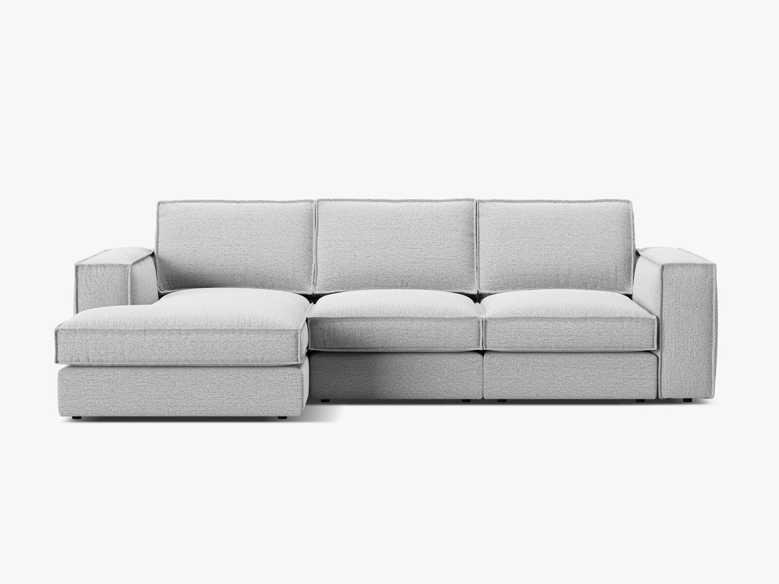 Micadoni modulares Ecksofa Pola 3-Sitzer Links Strukturierter Stoff Babel Hellgrau